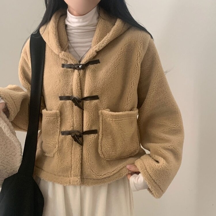 밍크 양털 떡볶이 후드 숏코트 점퍼 자켓 3color