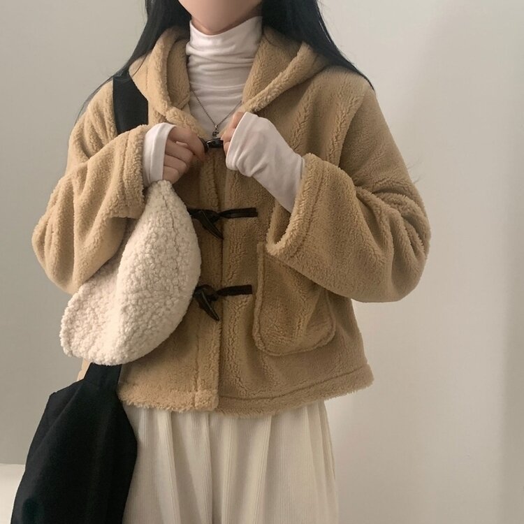 밍크 양털 떡볶이 후드 숏코트 점퍼 자켓 3color