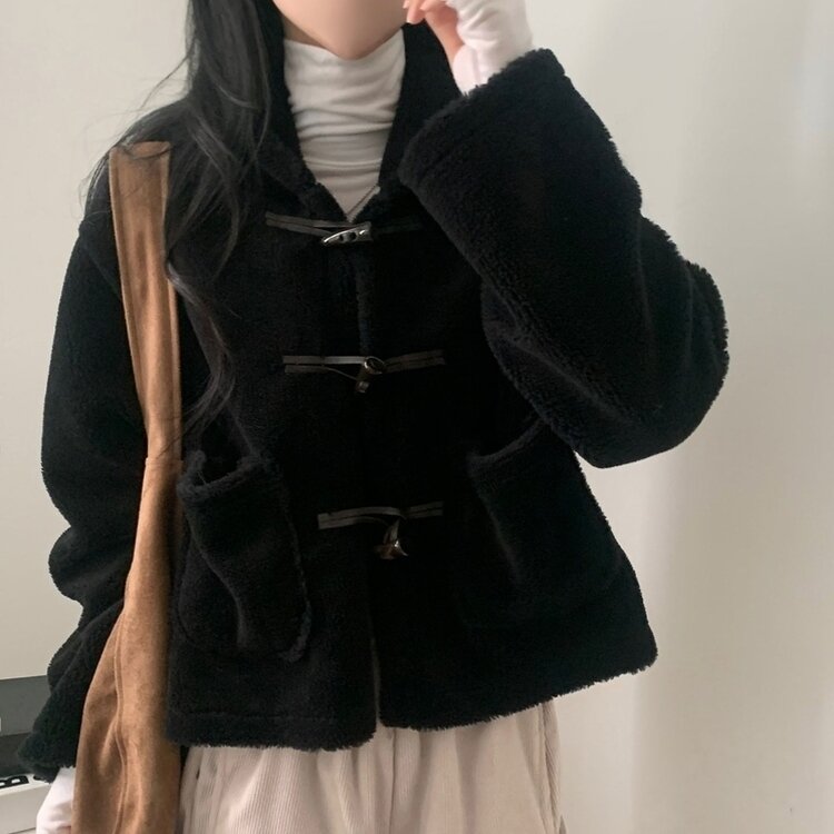 밍크 양털 떡볶이 후드 숏코트 점퍼 자켓 3color