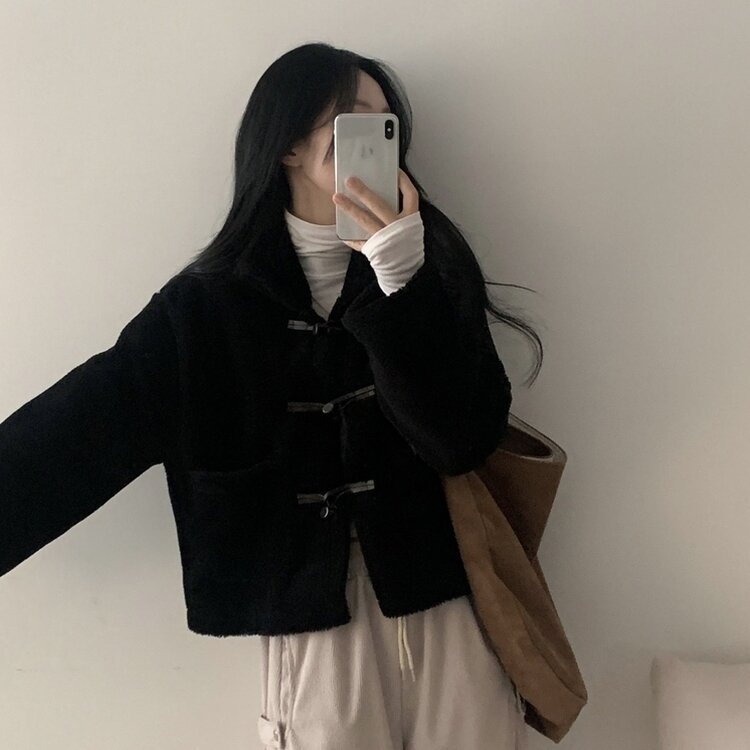 밍크 양털 떡볶이 후드 숏코트 점퍼 자켓 3color