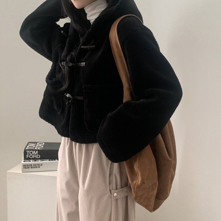 밍크 양털 떡볶이 후드 숏코트 점퍼 자켓 3color