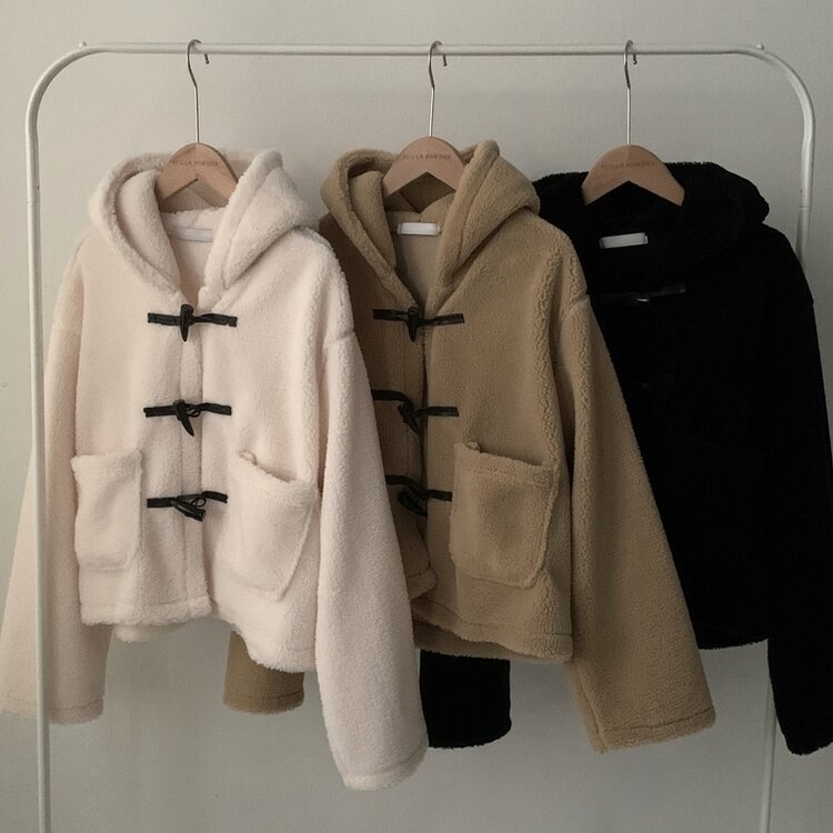 밍크 양털 떡볶이 후드 숏코트 점퍼 자켓 3color