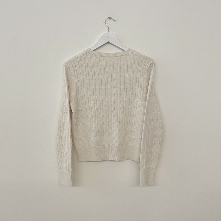 꽈배기 라운드 케이블 기본 세미크롭 긴팔 겨울가디건