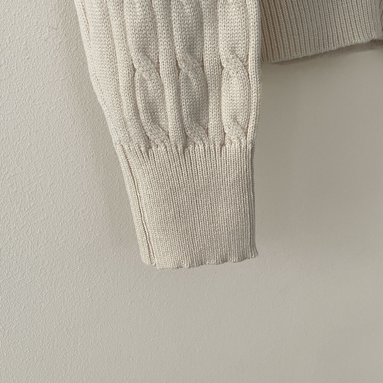 꽈배기 라운드 케이블 기본 세미크롭 긴팔 겨울가디건