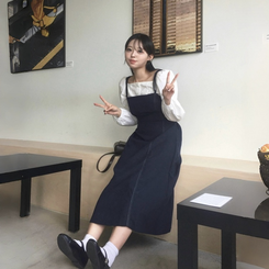 ロングワンピース ビスチェロングワンピース NAVY