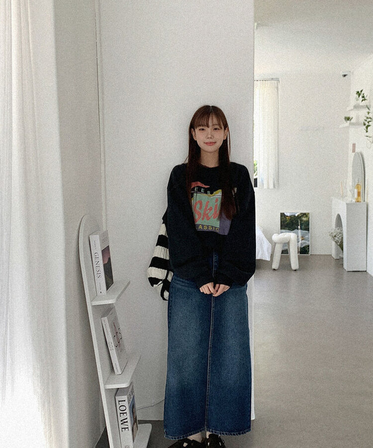 プリントオーバーサイズスウェット BLACK