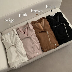 소프트 크롭 스웨이드 라이더 자켓