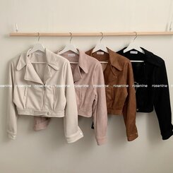 소프트 크롭 스웨이드 라이더 자켓