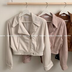 소프트 크롭 스웨이드 라이더 자켓