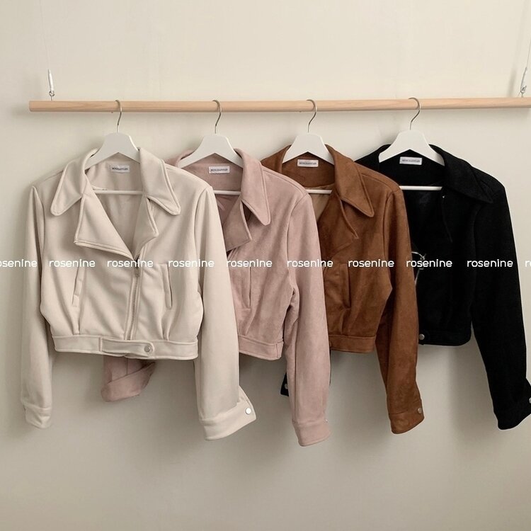 소프트 크롭 스웨이드 라이더 자켓