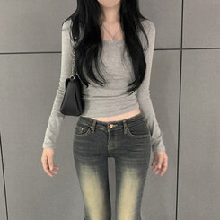 ベーシックスリムライン長袖Tシャツ(6color) GRAY