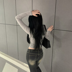 ベーシックスリムライン長袖Tシャツ(6color) GRAY