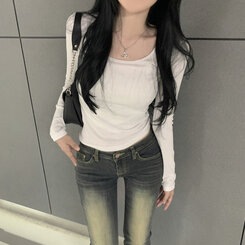 ベーシックスリムライン長袖Tシャツ(6color) IVORY