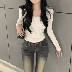 ベーシックスリムライン長袖Tシャツ(6color) IVORY