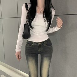 ベーシックスリムライン長袖Tシャツ(6color) IVORY