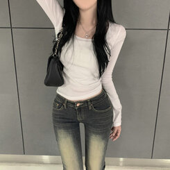 ベーシックスリムライン長袖Tシャツ(6color) IVORY