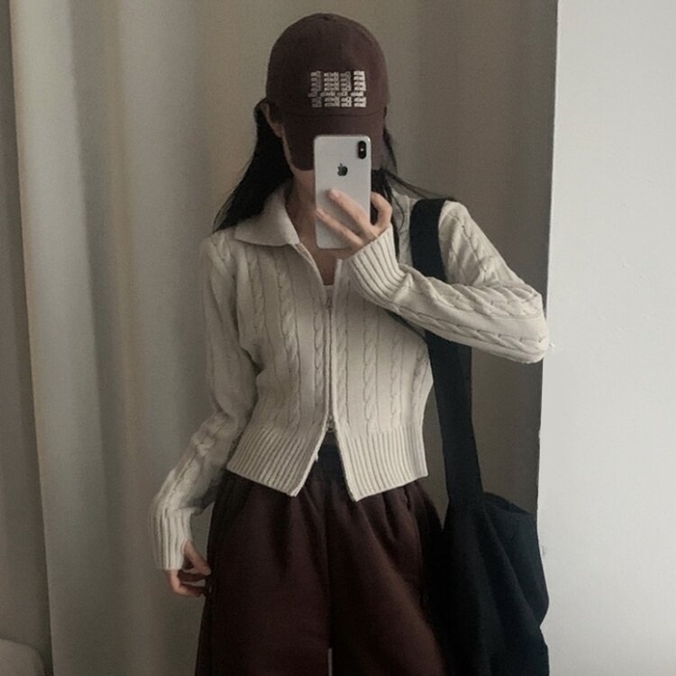 워머 케이블 어텀 투웨이 카라 니트집업점퍼 4color