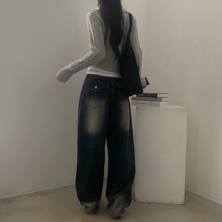 워머 케이블 어텀 투웨이 카라 니트집업점퍼 4color