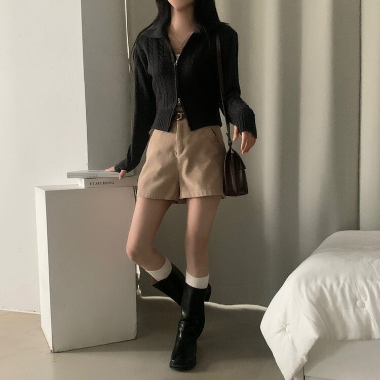 워머 케이블 어텀 투웨이 카라 니트집업점퍼 4color