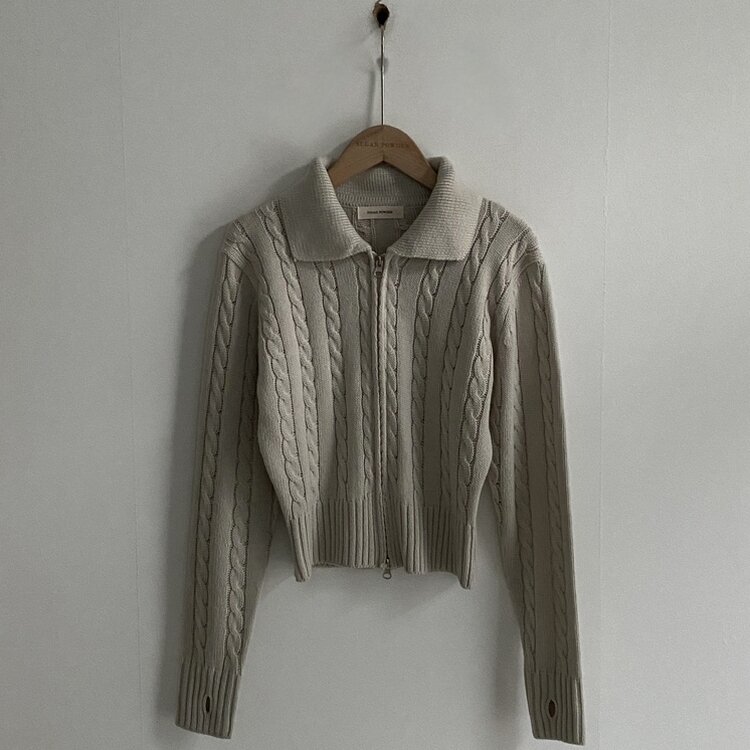 워머 케이블 어텀 투웨이 카라 니트집업점퍼 4color