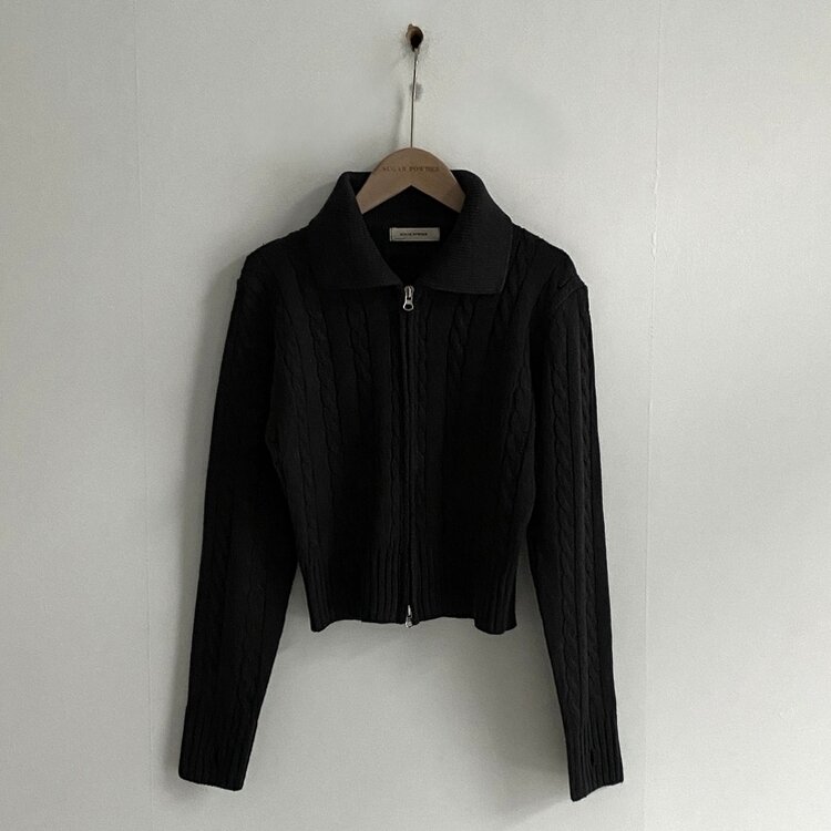 워머 케이블 어텀 투웨이 카라 니트집업점퍼 4color