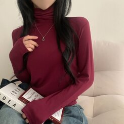 タートルネック長袖Tシャツ(10color) BURGUNDY