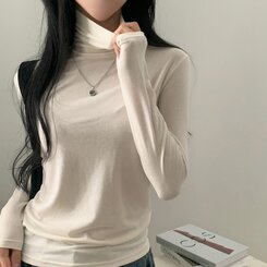 タートルネック長袖Tシャツ(10color) CREAM