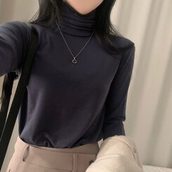 タートルネック長袖Tシャツ(10color) NAVY