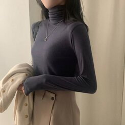 タートルネック長袖Tシャツ(10color) NAVY