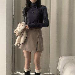 タートルネック長袖Tシャツ(10color) NAVY