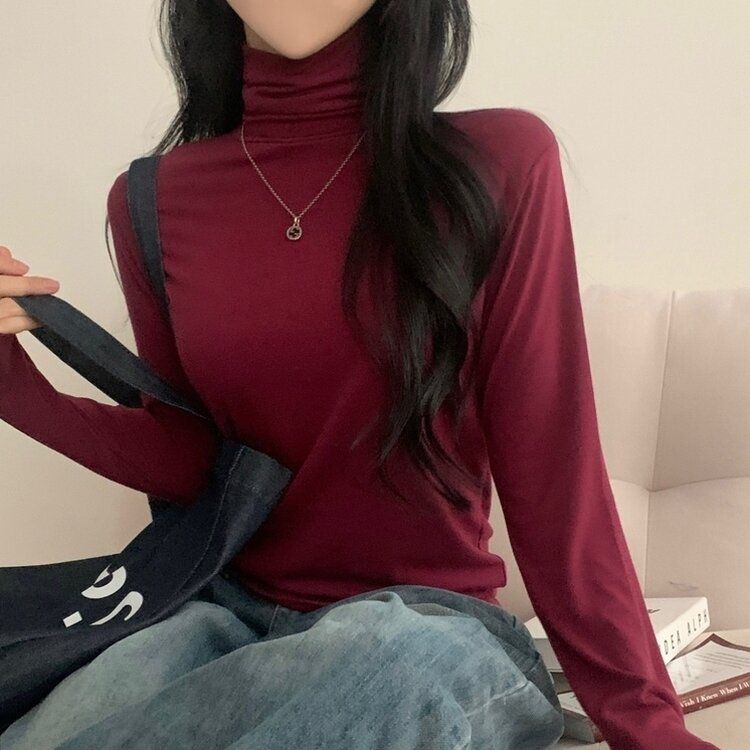 タートルネック長袖Tシャツ(10color) BURGUNDY