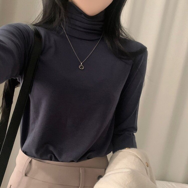 タートルネック長袖Tシャツ(10color) NAVY