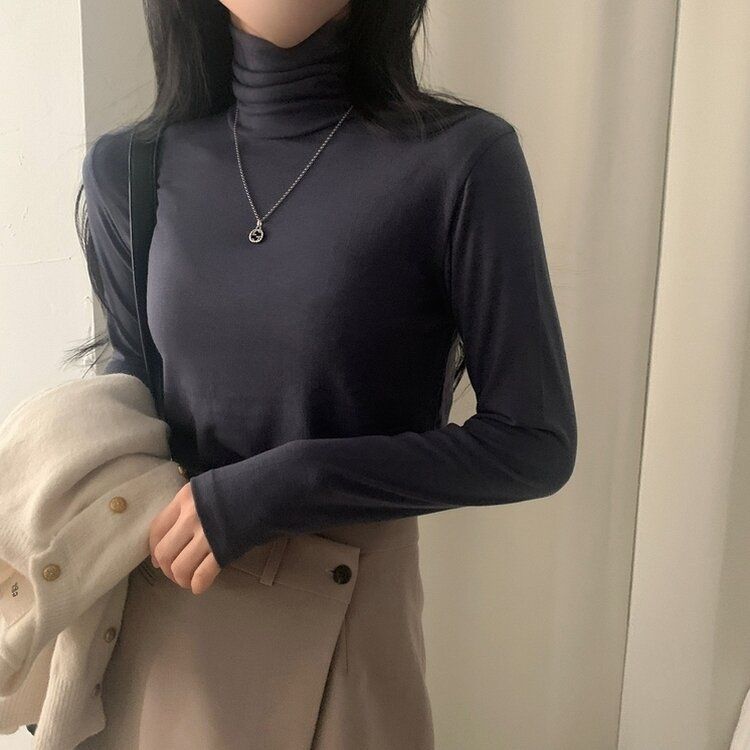 タートルネック長袖Tシャツ(10color) NAVY