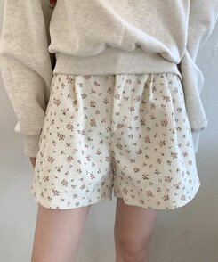 ショートパンツ ランプフラワーコーデュロイハーフパンツ IVORY
