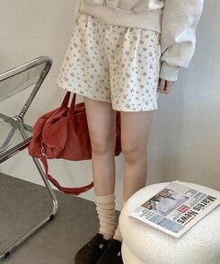 ショートパンツ ランプフラワーコーデュロイハーフパンツ IVORY