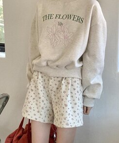 ショートパンツ ランプフラワーコーデュロイハーフパンツ IVORY