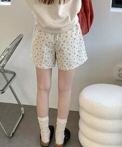 ショートパンツ ランプフラワーコーデュロイハーフパンツ IVORY