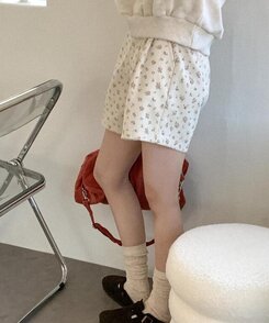 ショートパンツ ランプフラワーコーデュロイハーフパンツ IVORY