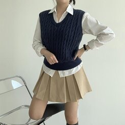 エッセンシャルクロップVネックベスト(5color) NAVY
