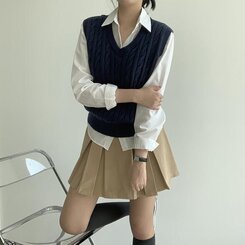 エッセンシャルクロップVネックベスト(5color) NAVY
