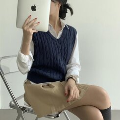 エッセンシャルクロップVネックベスト(5color) NAVY