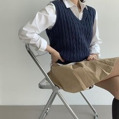 エッセンシャルクロップVネックベスト(5color) NAVY