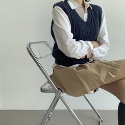エッセンシャルクロップVネックベスト(5color) NAVY