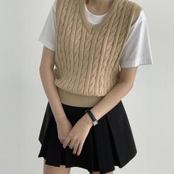 エッセンシャルクロップVネックベスト(5color) BEIGE