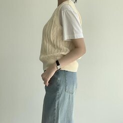 エッセンシャルクロップVネックベスト(5color) IVORY