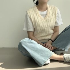 エッセンシャルクロップVネックベスト(5color) IVORY