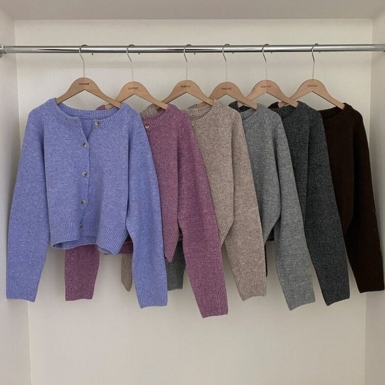 로밴 알파카 울 캐시 라운드 니트 가디건