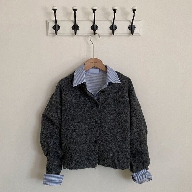 로밴 알파카 울 캐시 라운드 니트 가디건