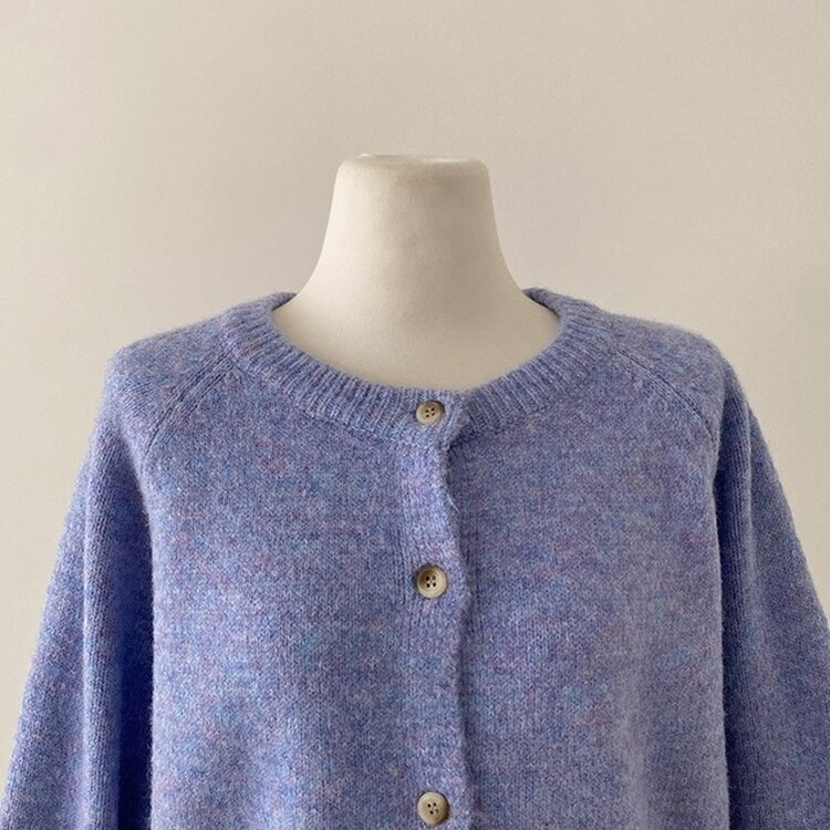 로밴 알파카 울 캐시 라운드 니트 가디건