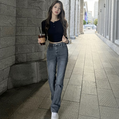 【丈別】デニムブーツカットパンツ6色 GRAY